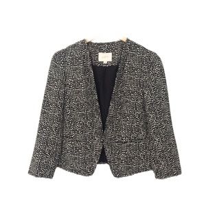 LOFT Black & Cream Polka Dot Cropped Blazer MP